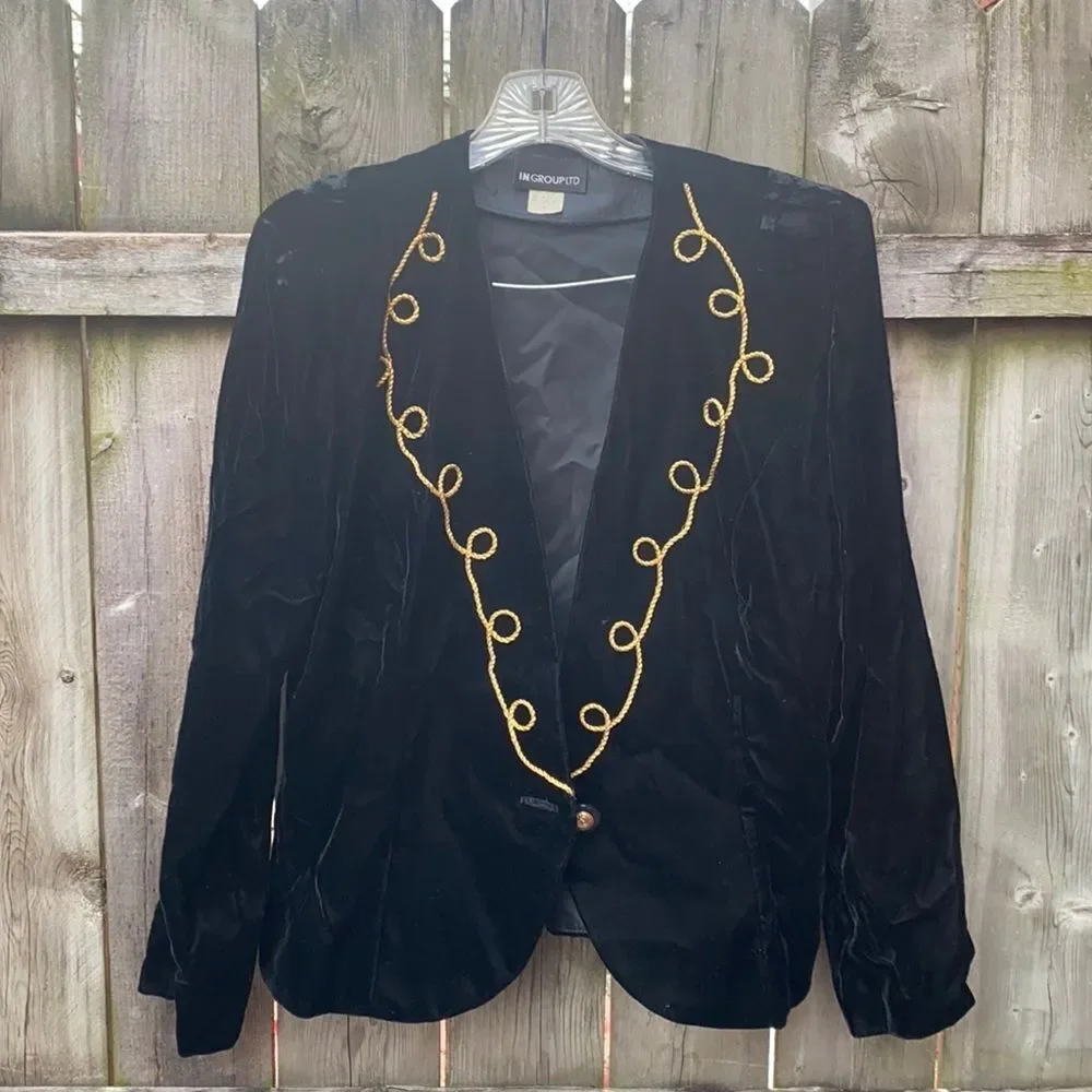 Vintage velour skirt suit sz. 14